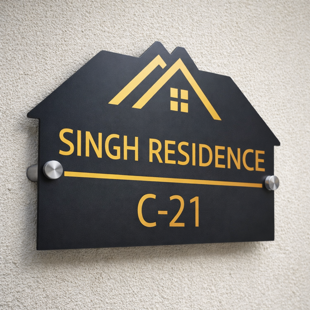 Acrylic Name Plate for House, Office, Factory Customizable Weatherproof Design