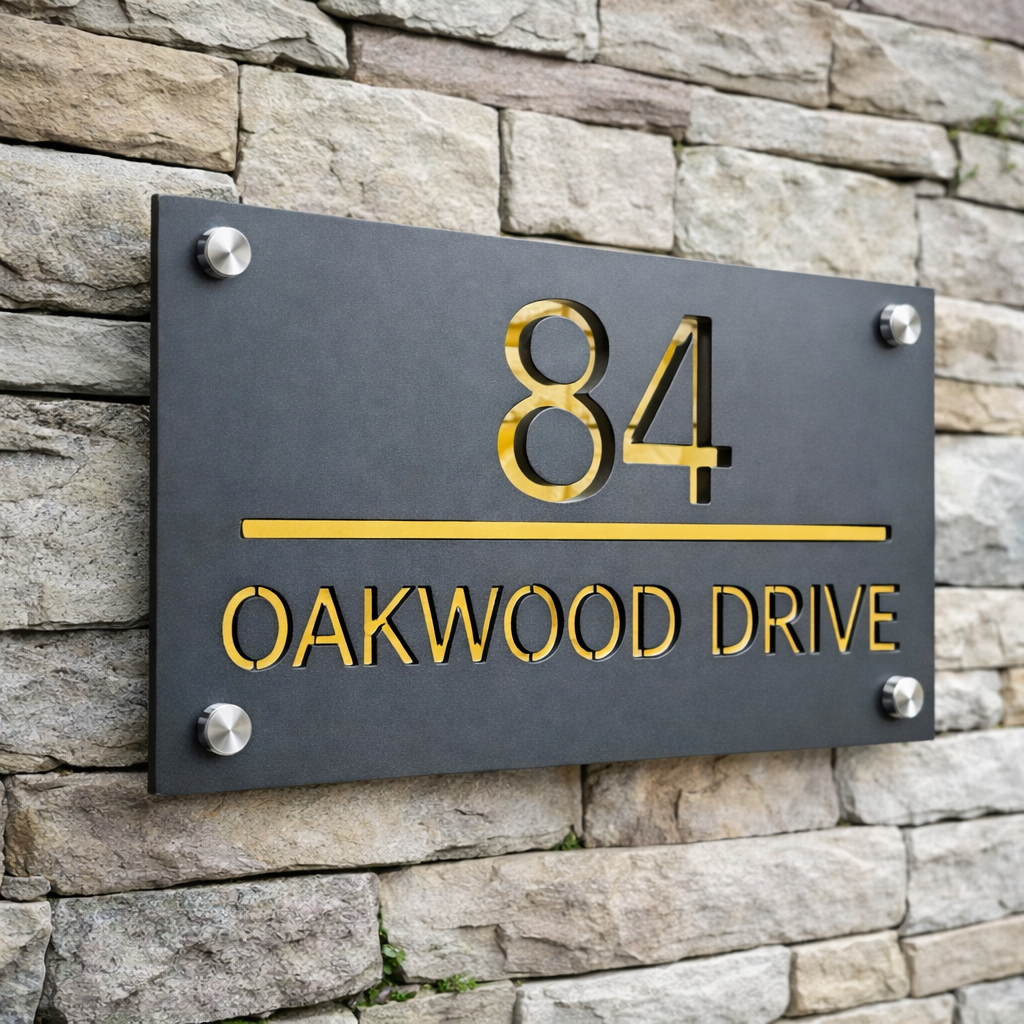 Acrylic Name Plate for House, Office, Factory Customizable Weatherproof Design